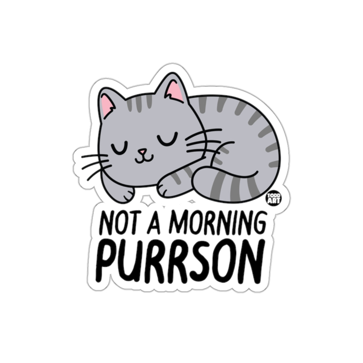 Not A Morning Purrson Cat Cartoon Sticker Decal