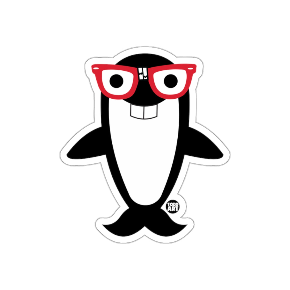 Cute Orca Nerd Character with Red Glasses Sticker