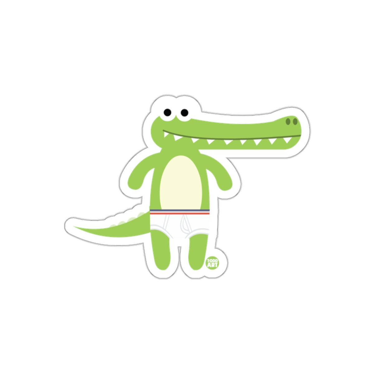 Cute Cartoon Alligator in Underwear Sticker Design