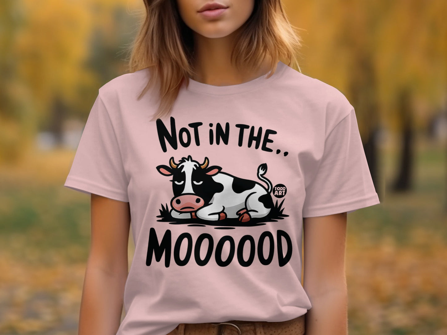 Not in the Moooood Funny Cow Print T-shirt product