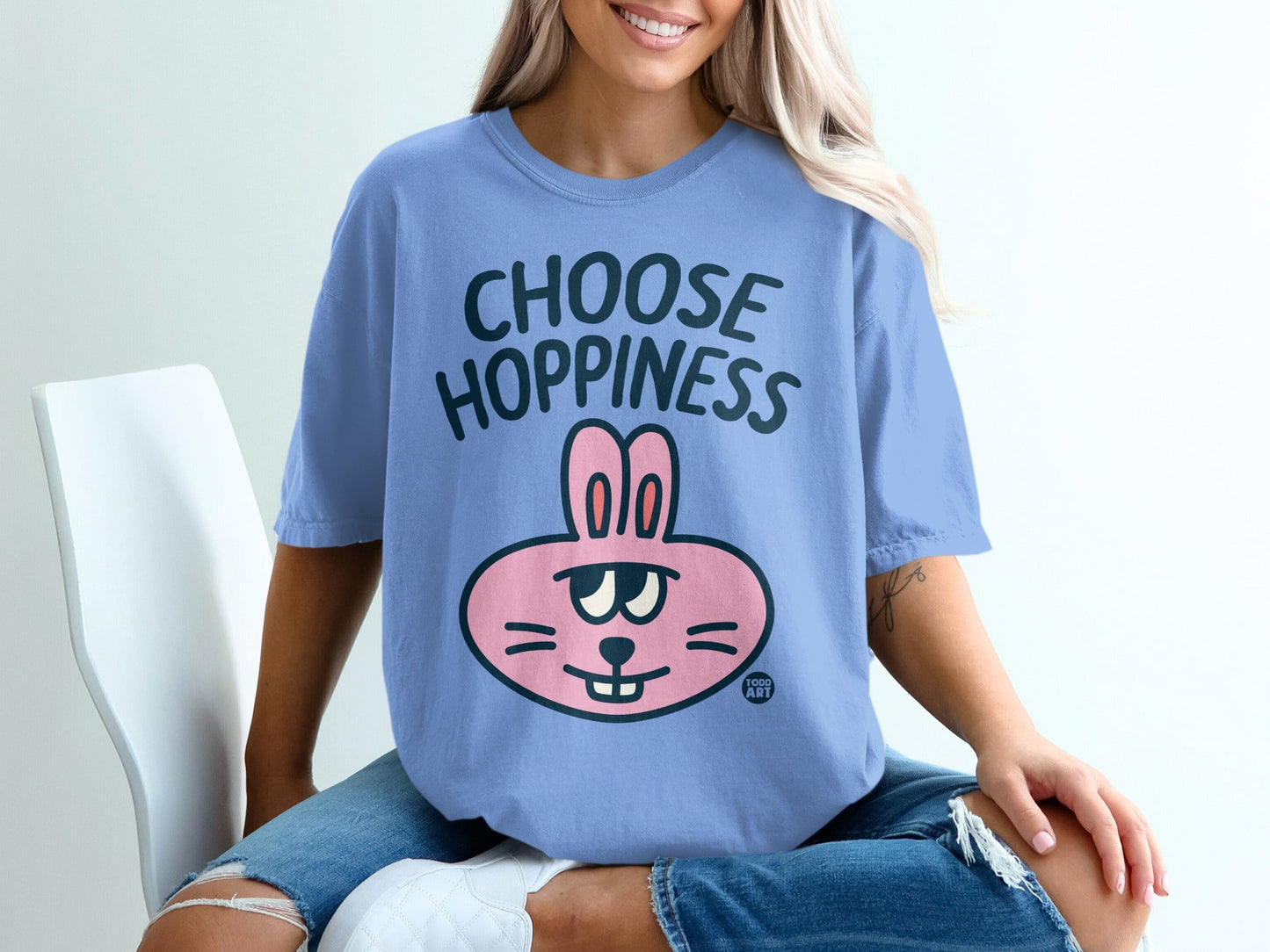 Choose Hoppiness Bunny Graphic Tee Shirt