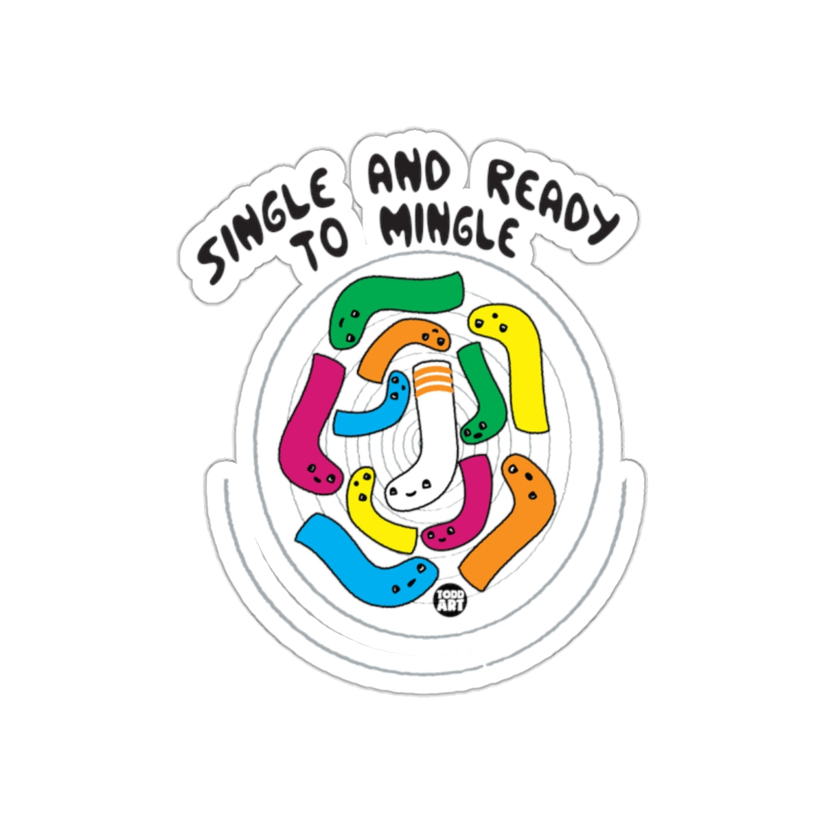 Single and Ready to Mingle Colorful Art Sticker