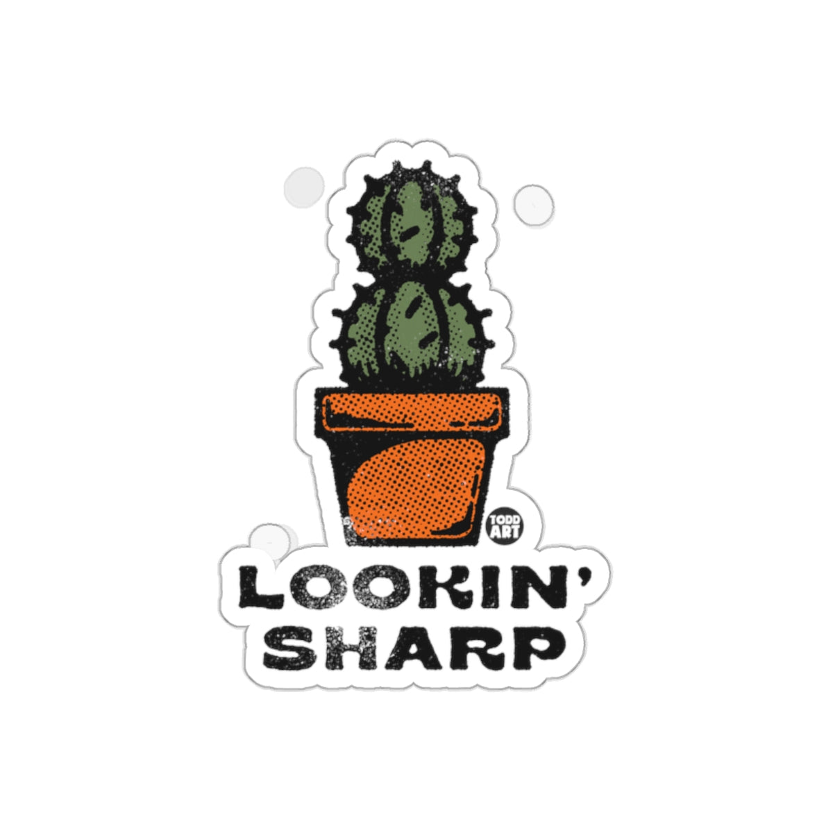 Lookin' Sharp Cactus with Pot Design Sticker
