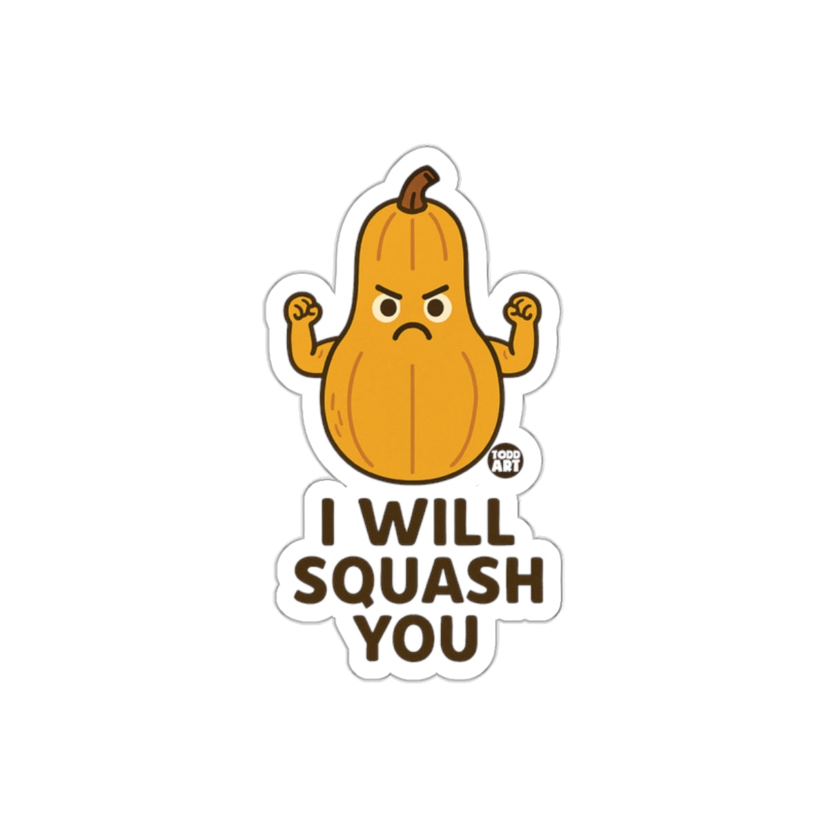 I Will Squash You Funny Pumpkin Character Sticker