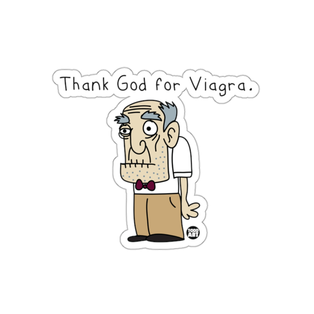 Funny Thank God For Viagra Cartoon Sticker