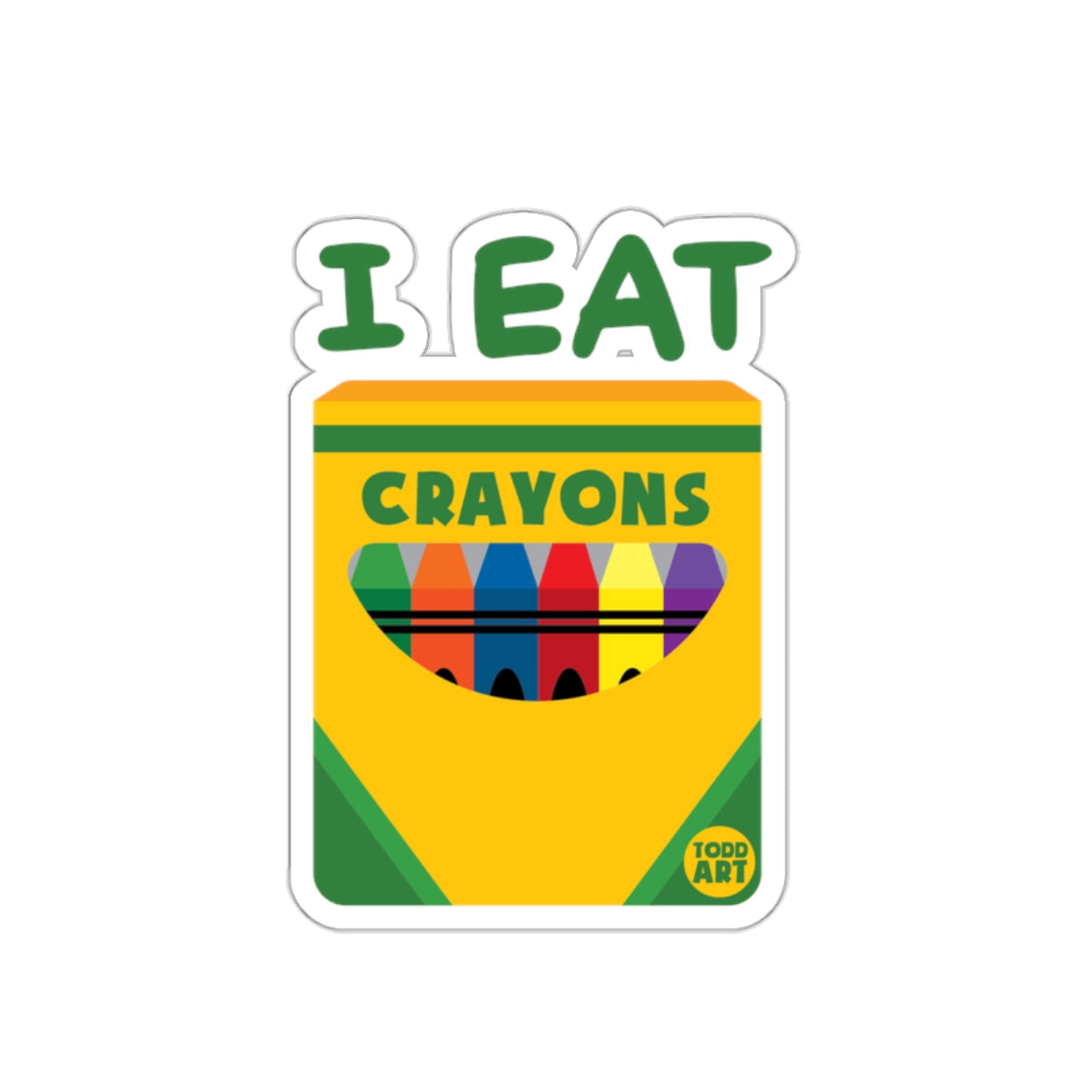 I Eat Crayons Funny Sticker Colorful Art Design