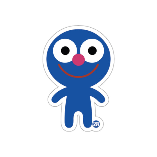 Blue Cartoon Character with Big Eyes Sticker