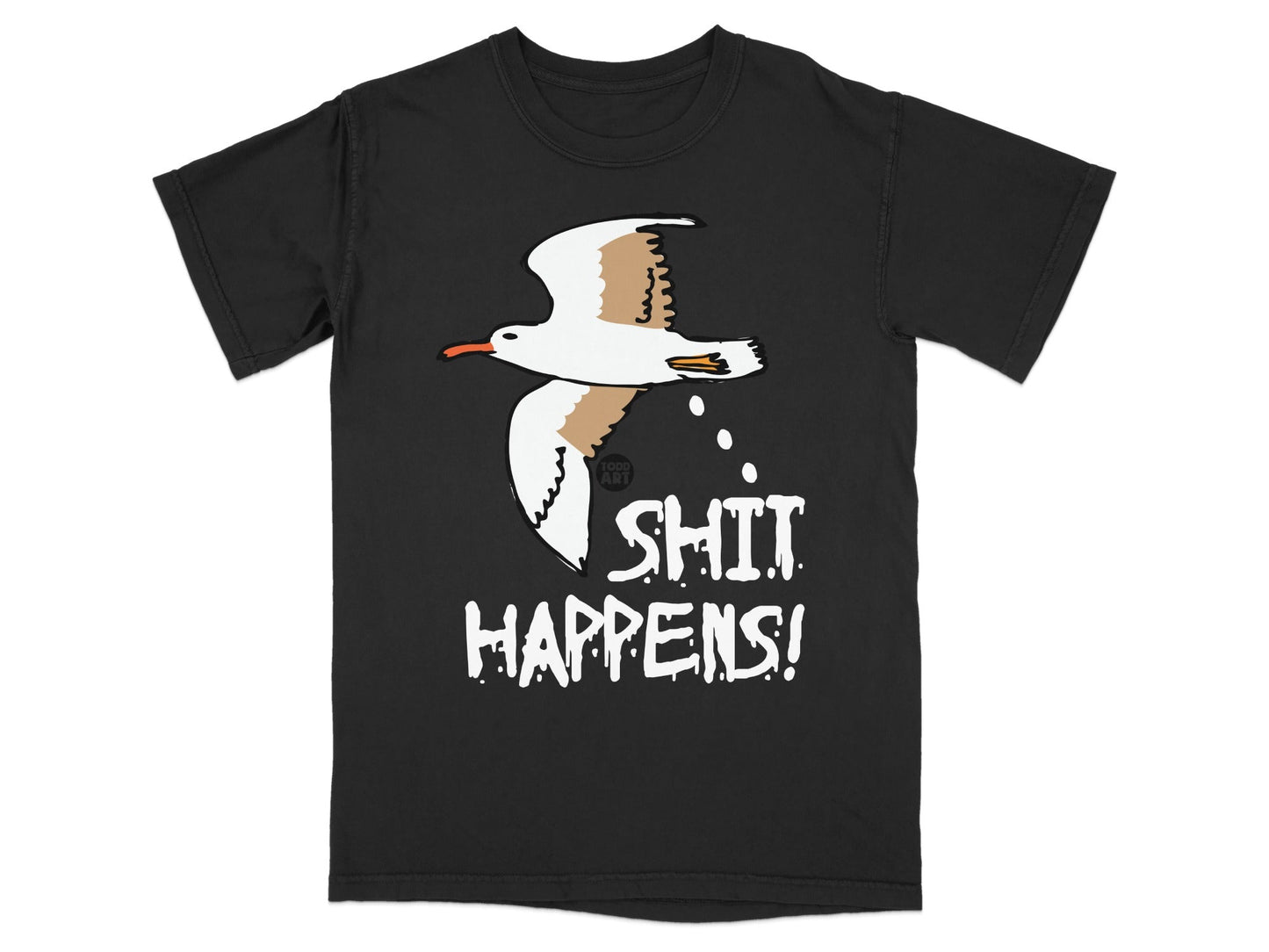 Seagull Shit Happens Funny Graphic T-Shirt