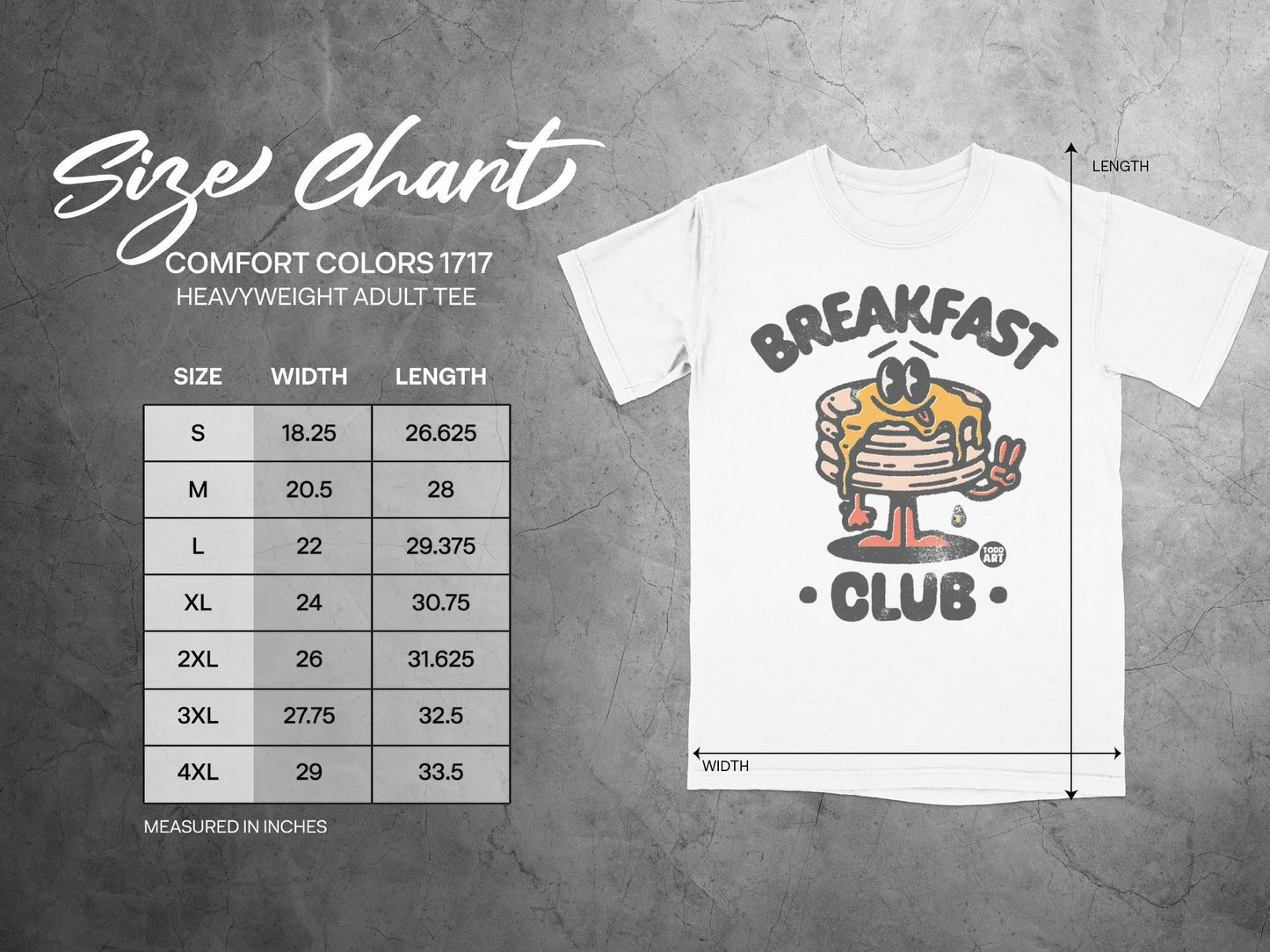 Breakfast Club Graphic Tee White Size Chart Shirt