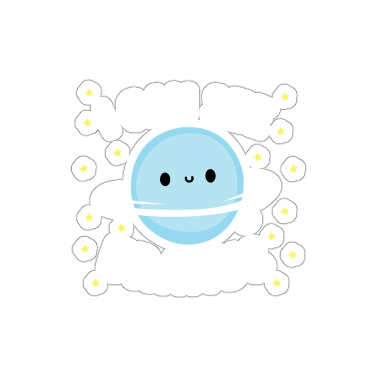 Cute Kawaii Planet Surrounded by Stars Sticker