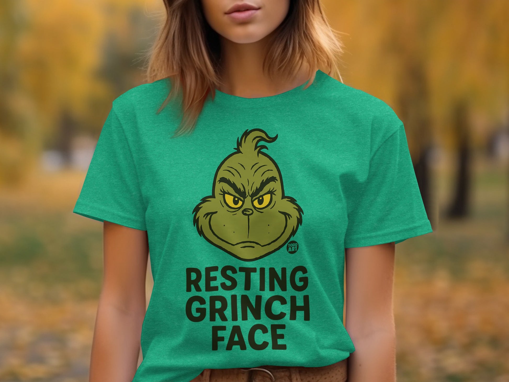 Resting Grinch Face Graphic Tee for Casual Wear
