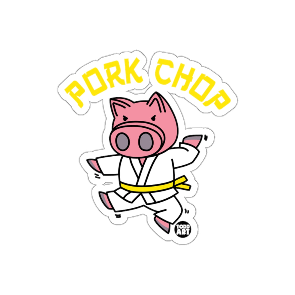 Pork Chop Martial Arts Pig Cartoon Illustration Stickers
