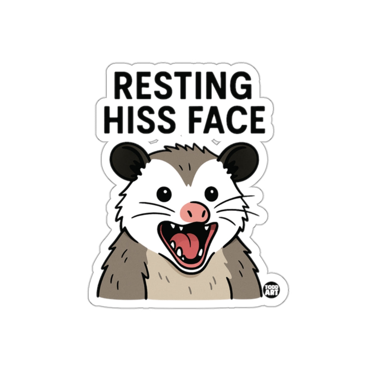 Resting Hiss Face Funny Possum Animal Pun Stickers