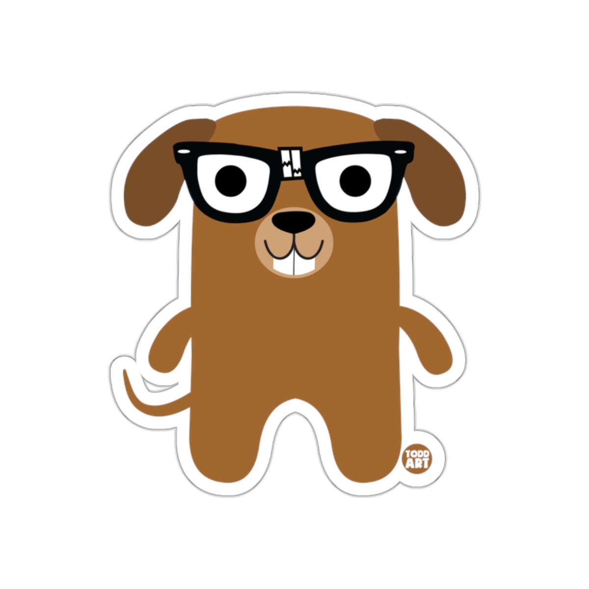 Cute Cartoon Dog with Glasses Illustration Sticker