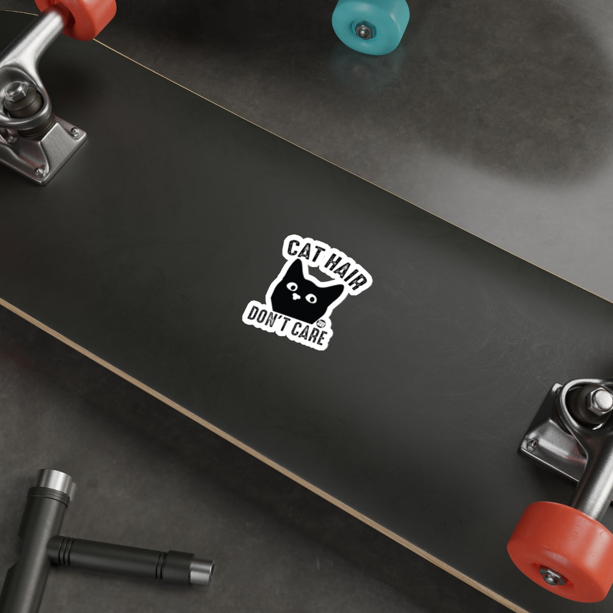 Cat Hair Don't Care Cute Black Cat Artwork Stickers
