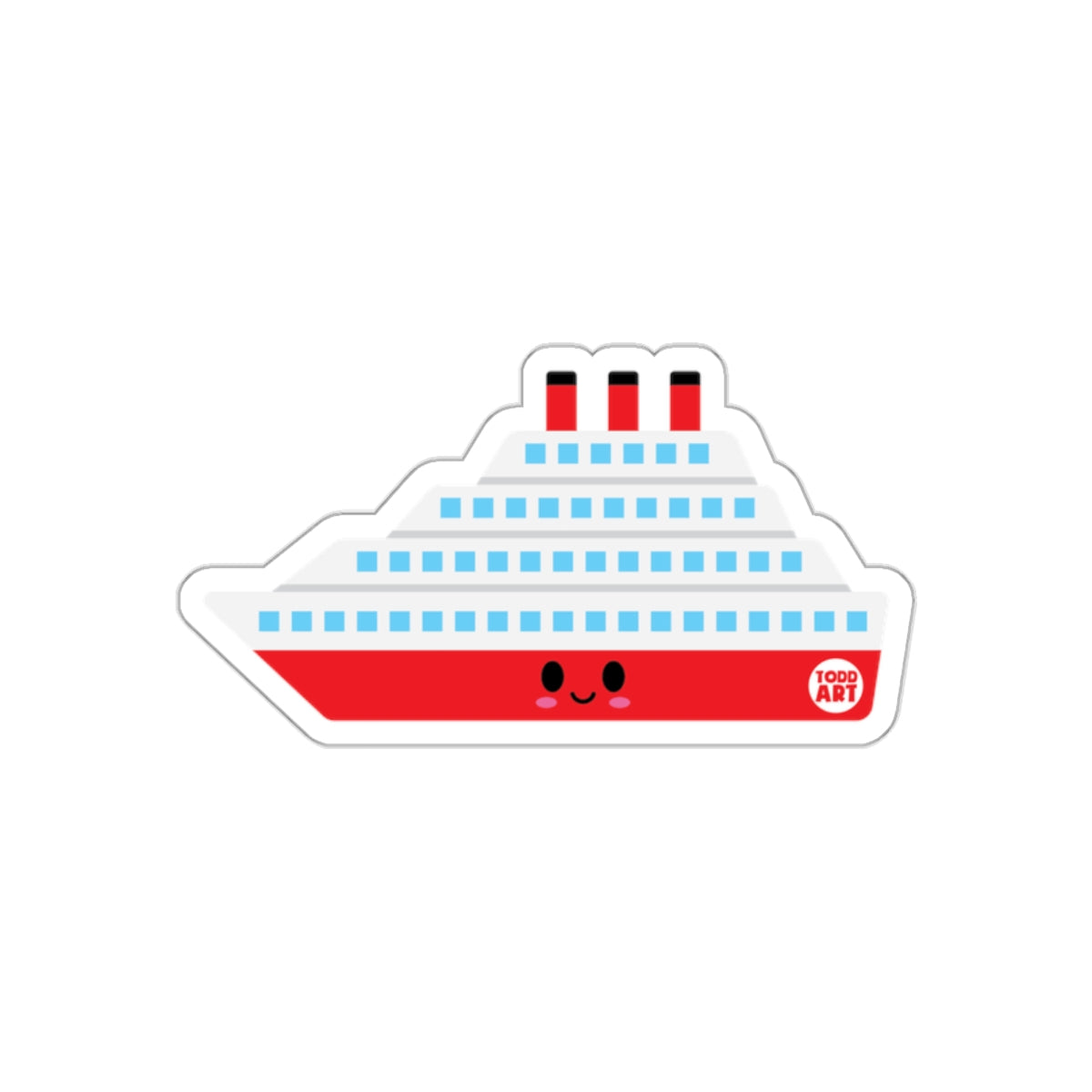 Cute Smiling Cruise Ship Sticker for Kids and Adults