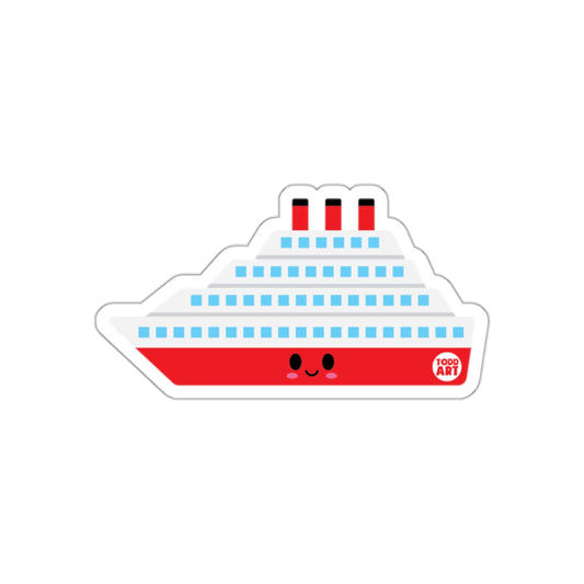 Cute Smiling Cruise Ship Sticker for Kids and Adults