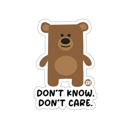 Don't Know Don't Care Bear Sticker Design