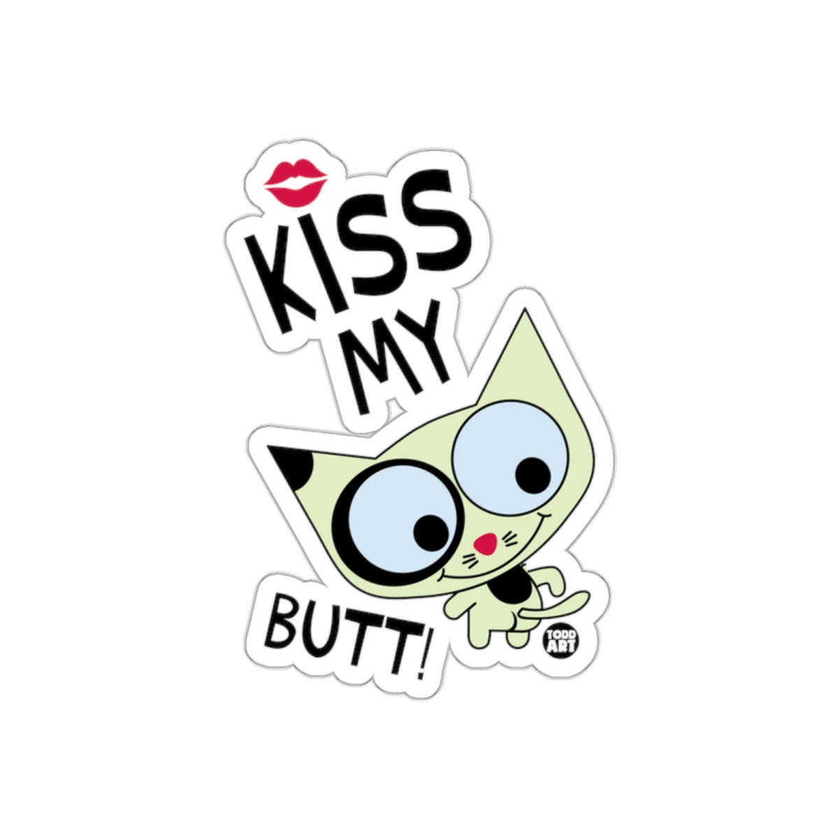 Kiss My Butt Funny Cartoon Cat Sticker