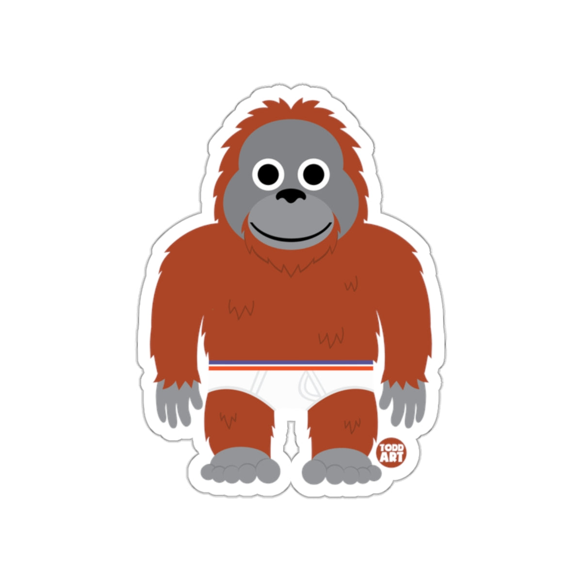 Adorable Cartoon Orangutan with Big Eyes Sticker