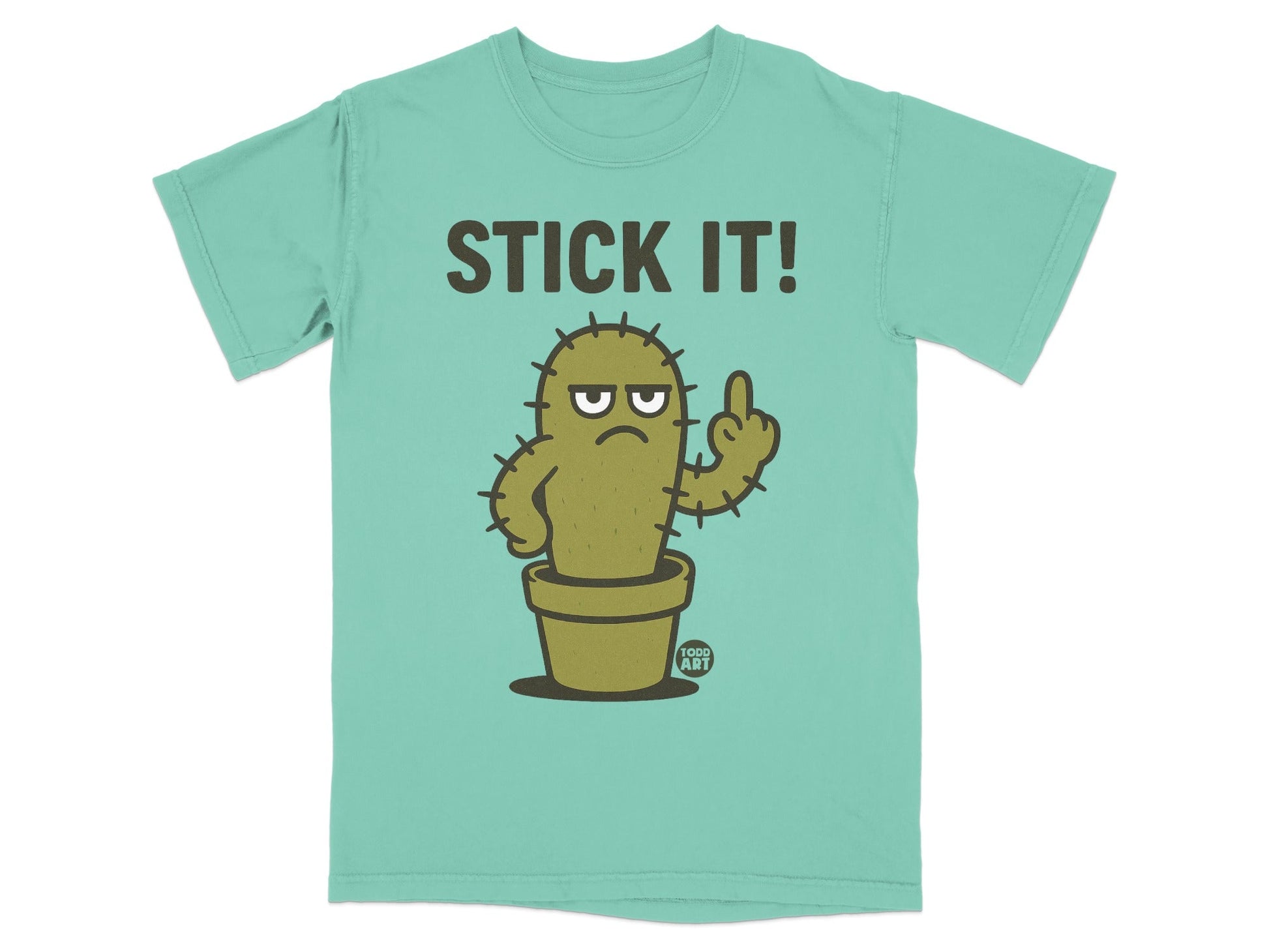 Stick It Cactus Cartoon Print T-shirt