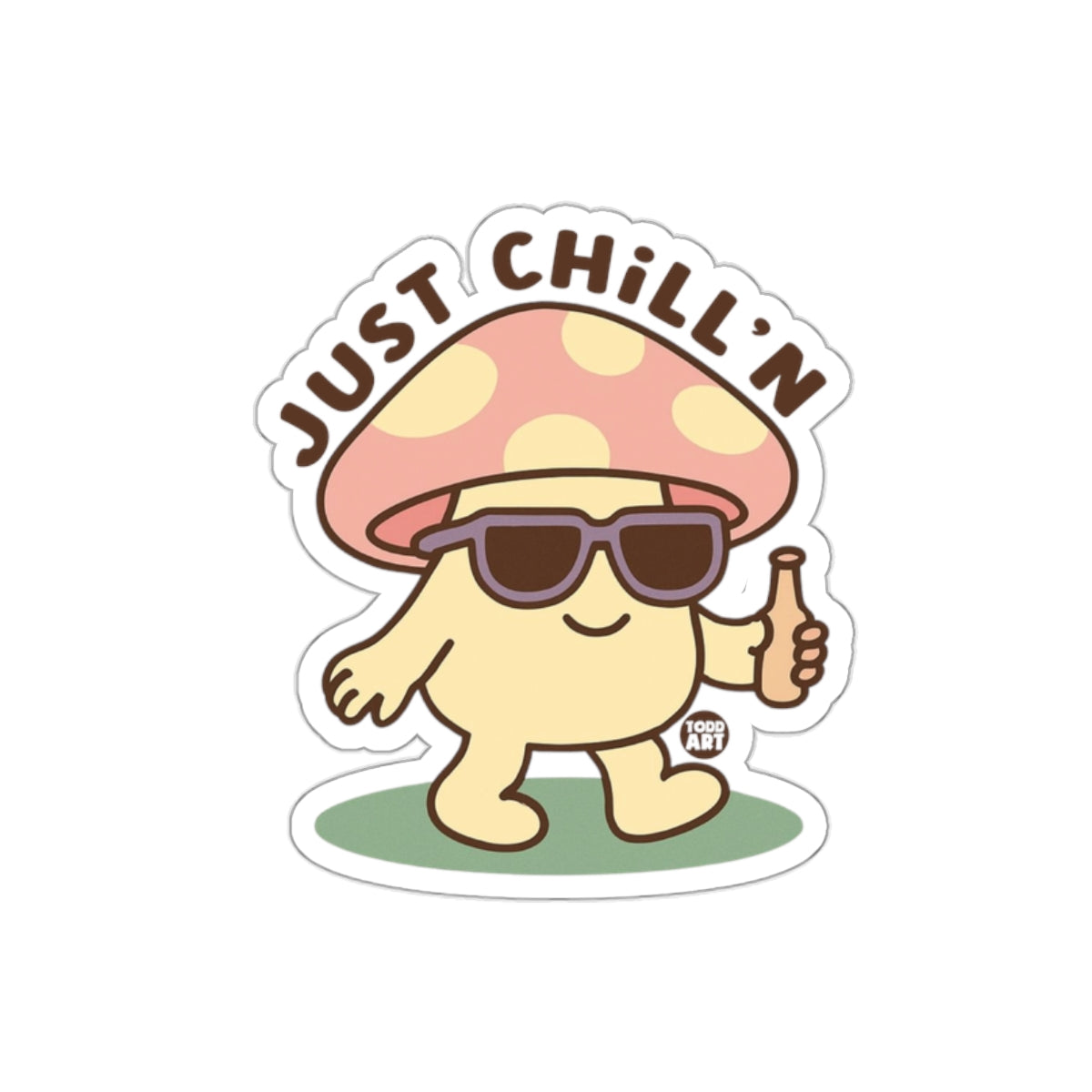 Just Chill'n Cute Mushroom Character Sticker Artwork