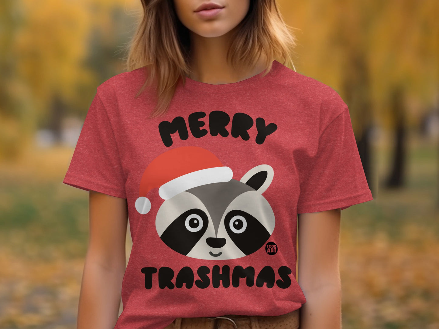 Merry Trashmas Cute Raccoon Santa T-Shirt