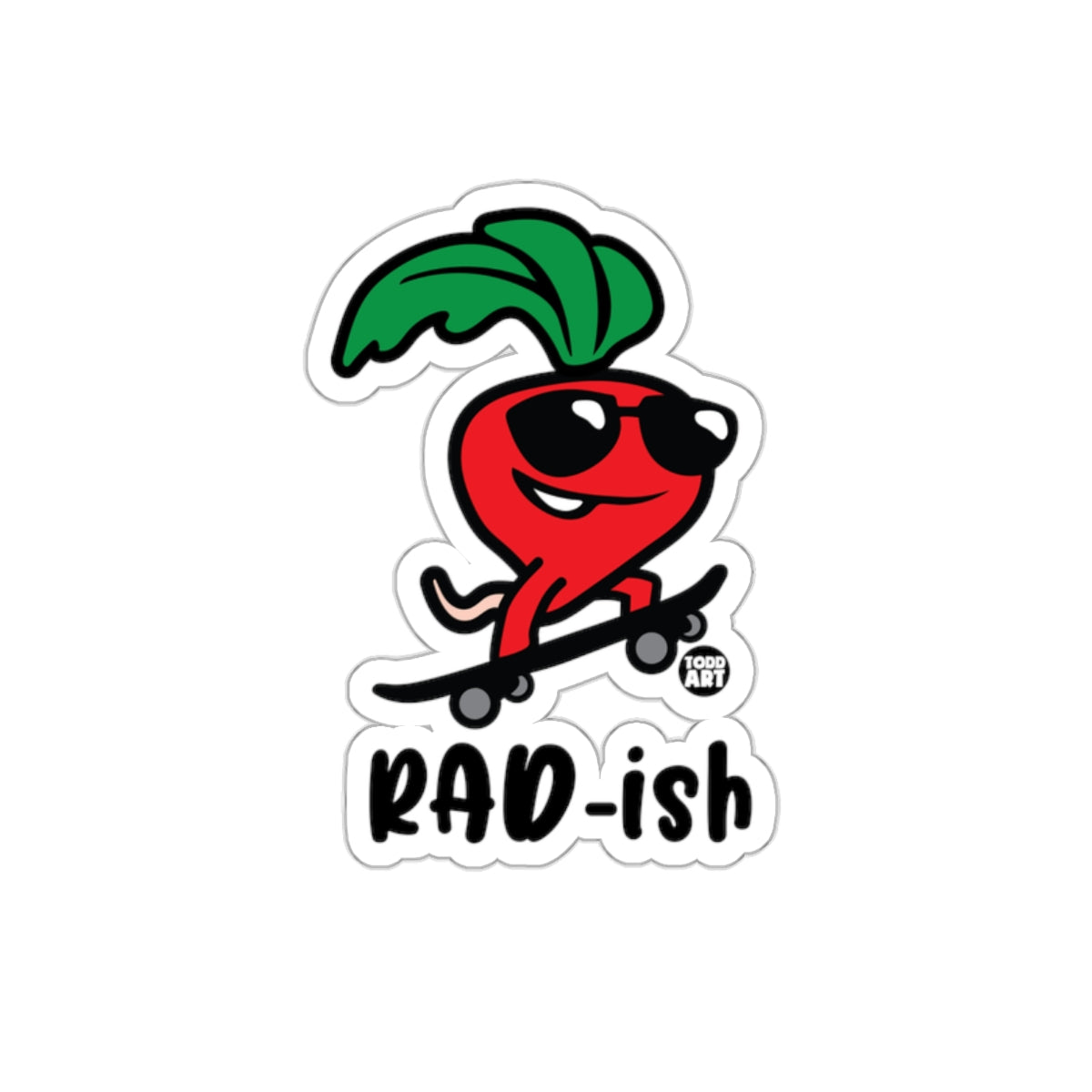 Rad-ish with Sunglasses Skateboarding Sticker