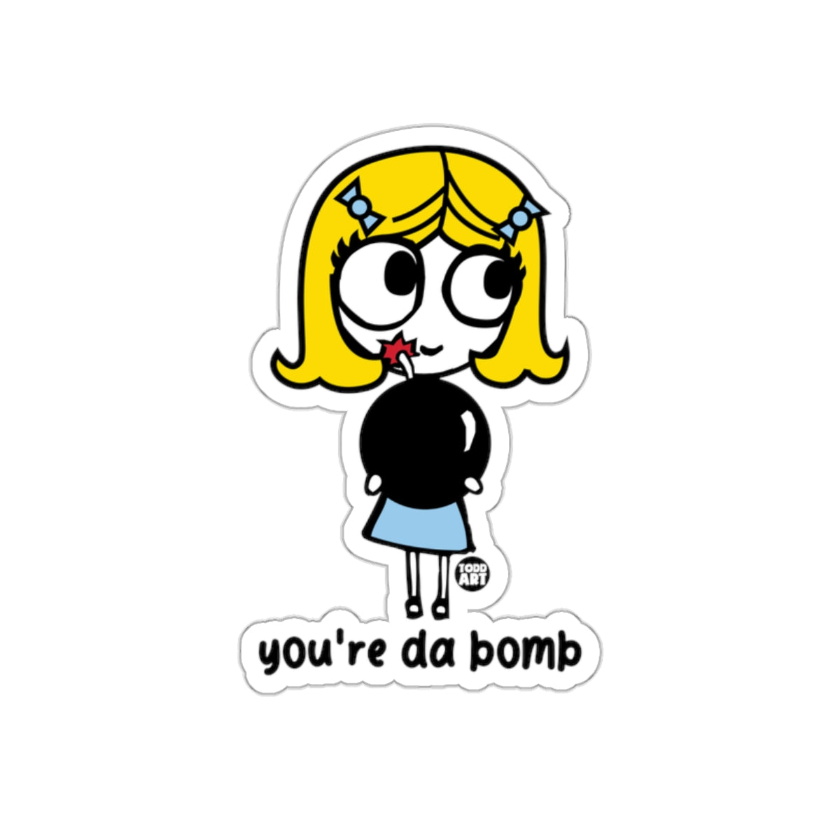 Cute Cartoon Girl You're Da Bomb Sticker