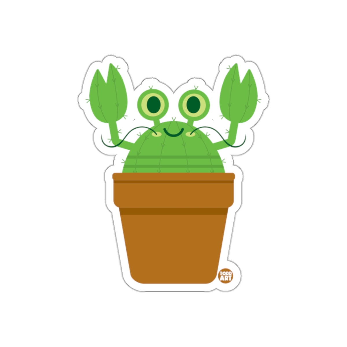 Cute Smiling Cactus in Pot with Googly Eyes Sticker