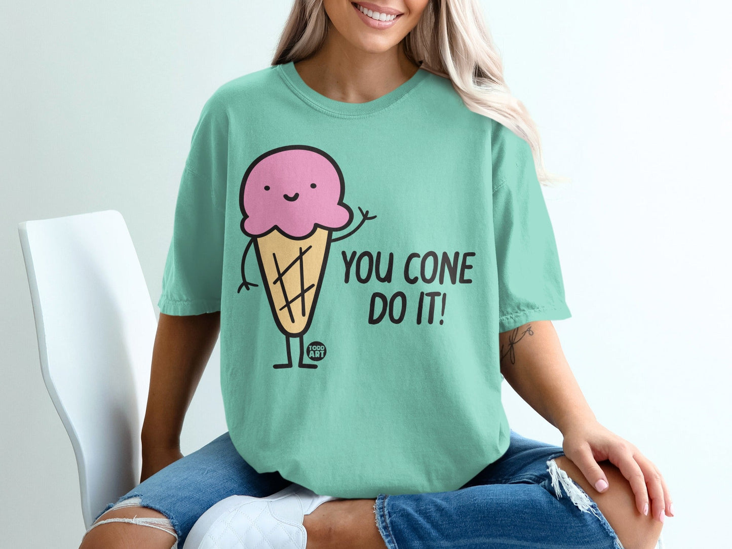 You Cone Do It Ice Cream Cartoon Graphic T-shirt