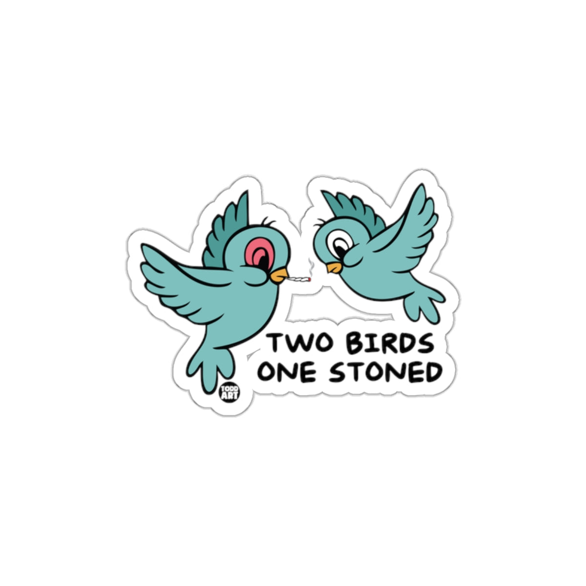 Two Birds One Stoned Cute and Funny Sticker