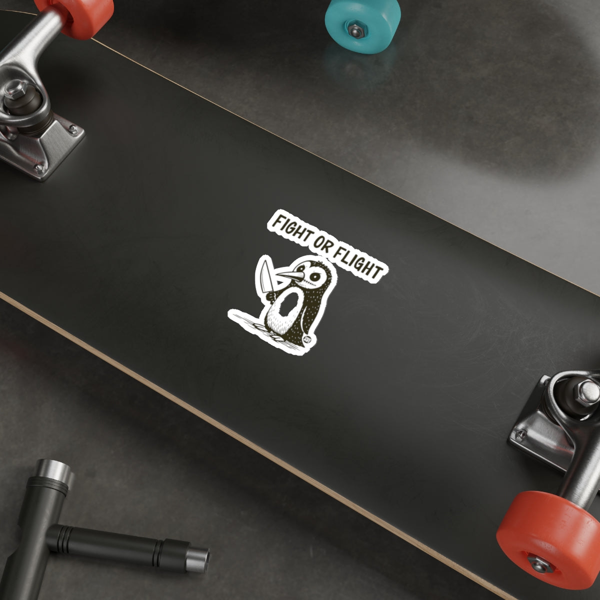 Fight Or Flight Penguin Knife Character Sticker 