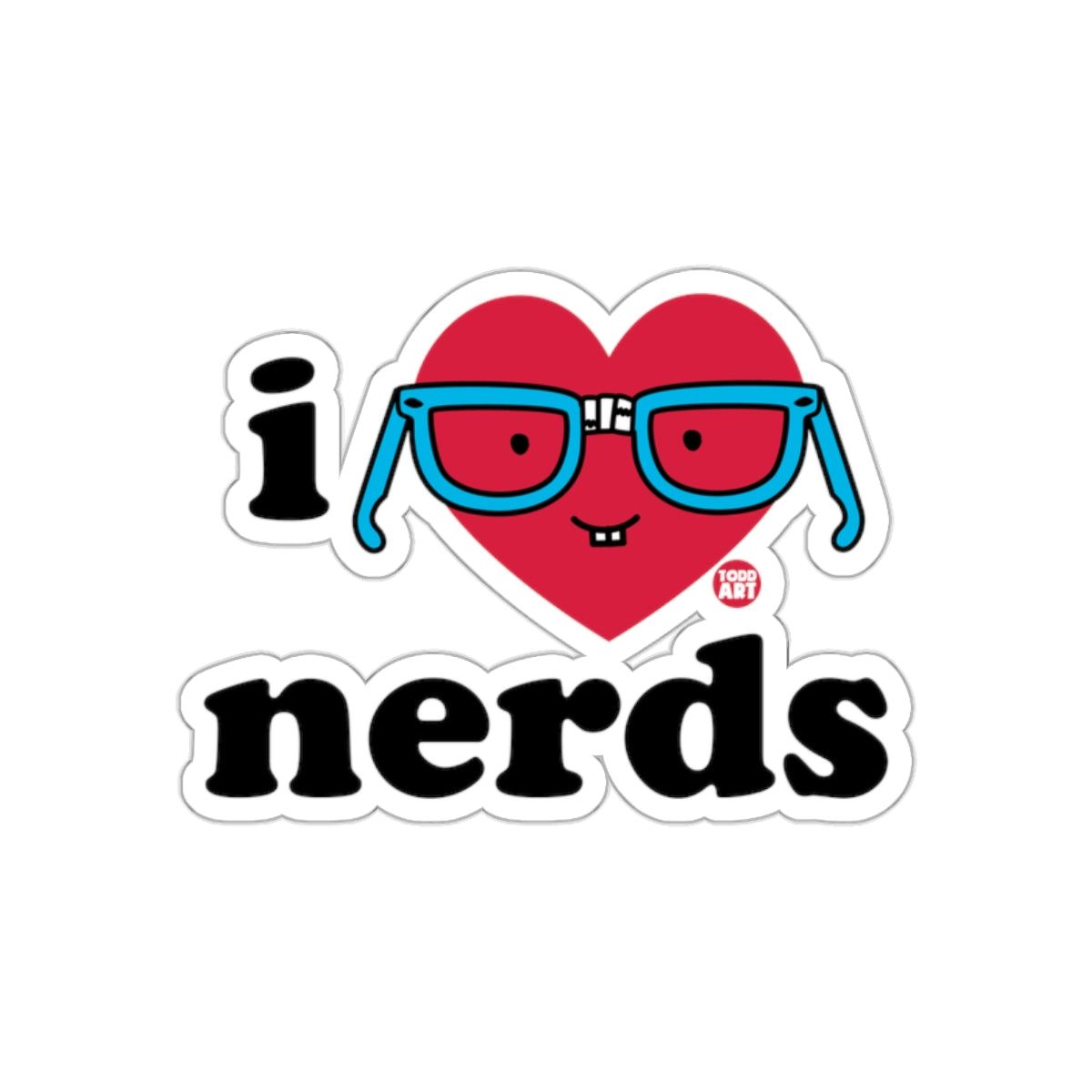 I Love Nerds Fun Geeky Heart Glasses Sticker