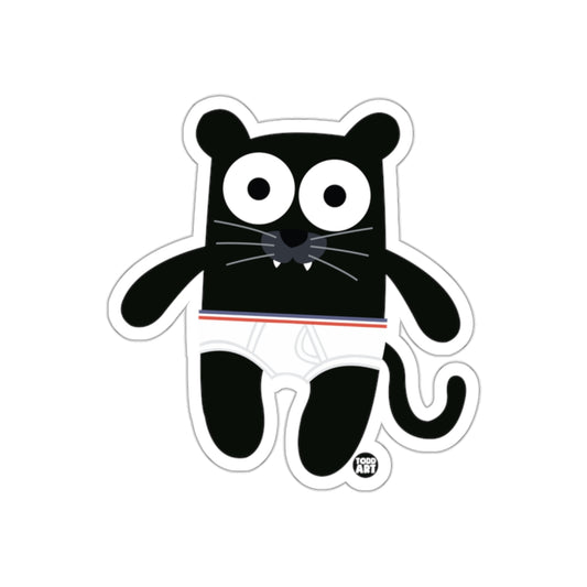 Funny Cartoon Black Cat Sticker in Underwear Design