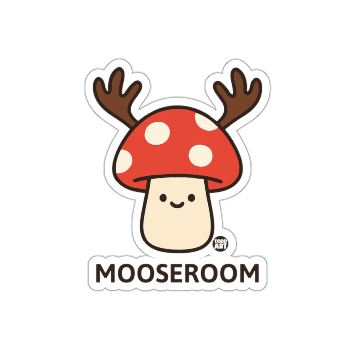 Cute Cartoon Mushroom with Antlers Sticker