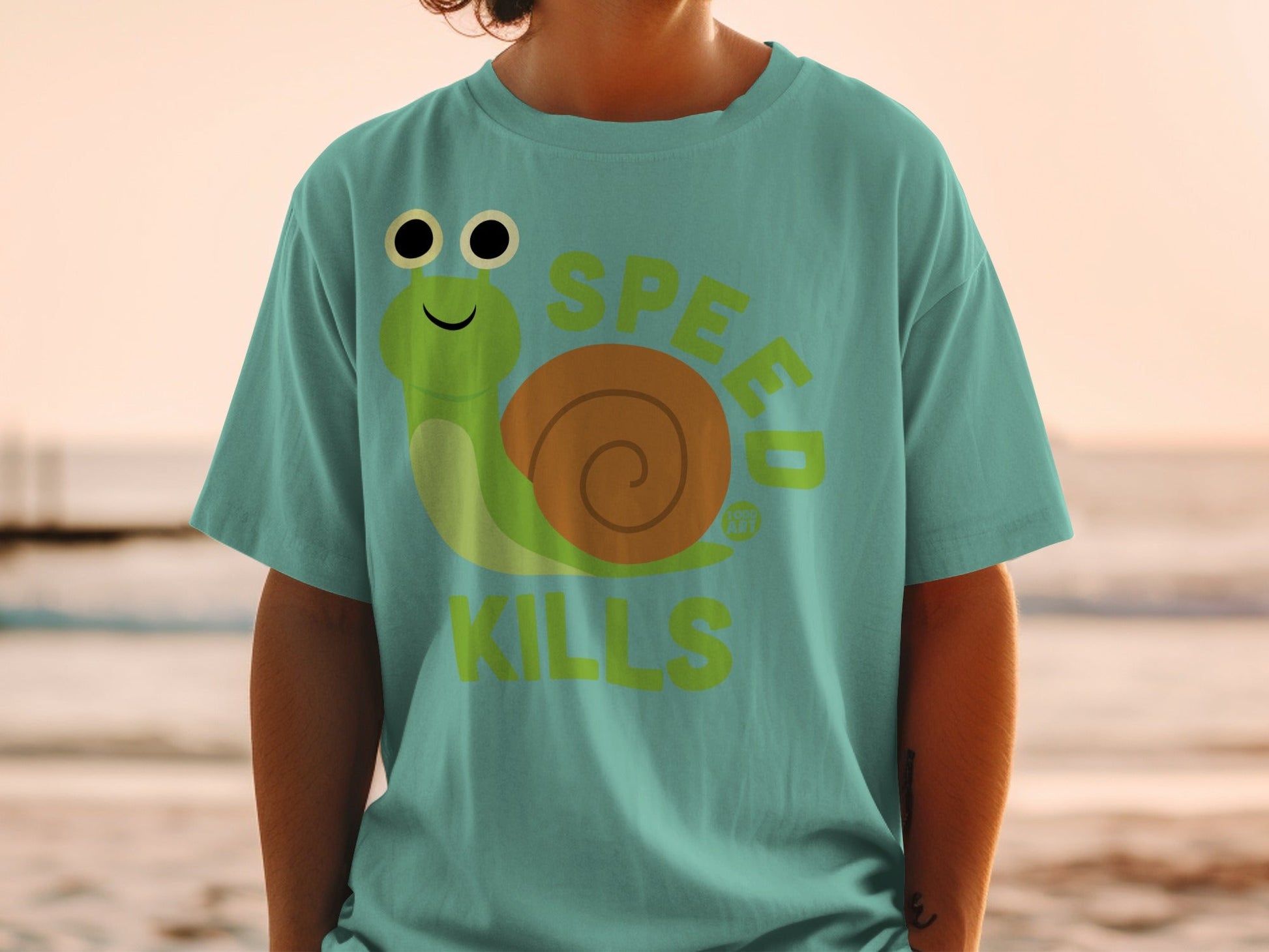Snail Speed Kills Graphic Light Blue T-shirt