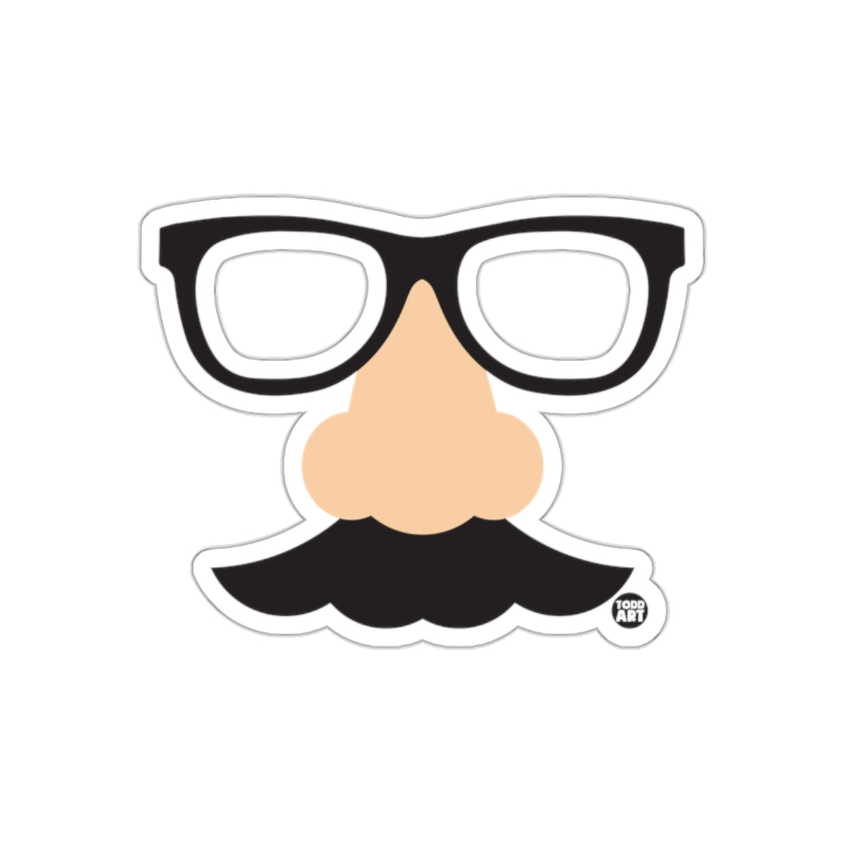 Funny Glasses Nose Mustache Design Todd Art Stickers