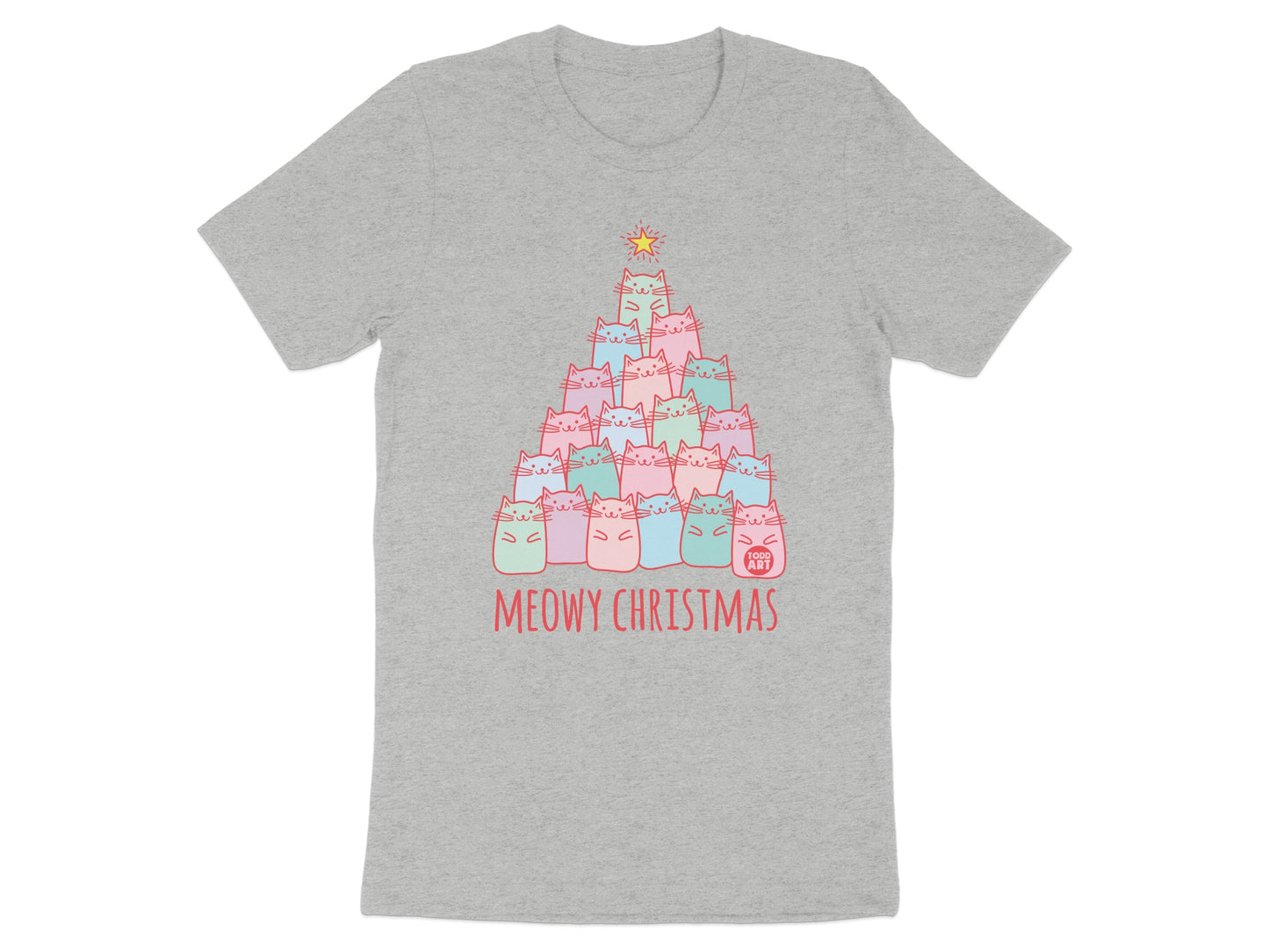 Cute Meowy Christmas Cat Tree Holiday Graphic Shirt