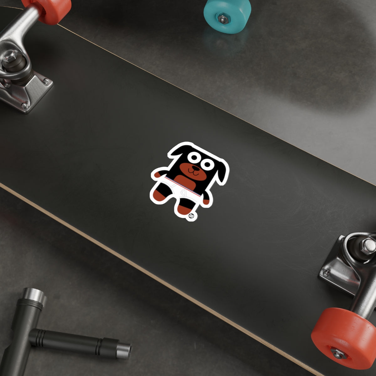 Cute Cartoon Dog Sticker on a Skateboard product