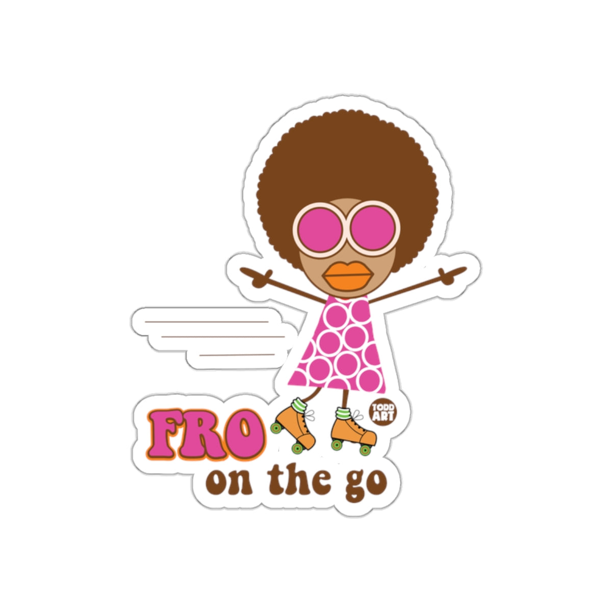 Fro On The Go Retro Rolled Skating Sticker