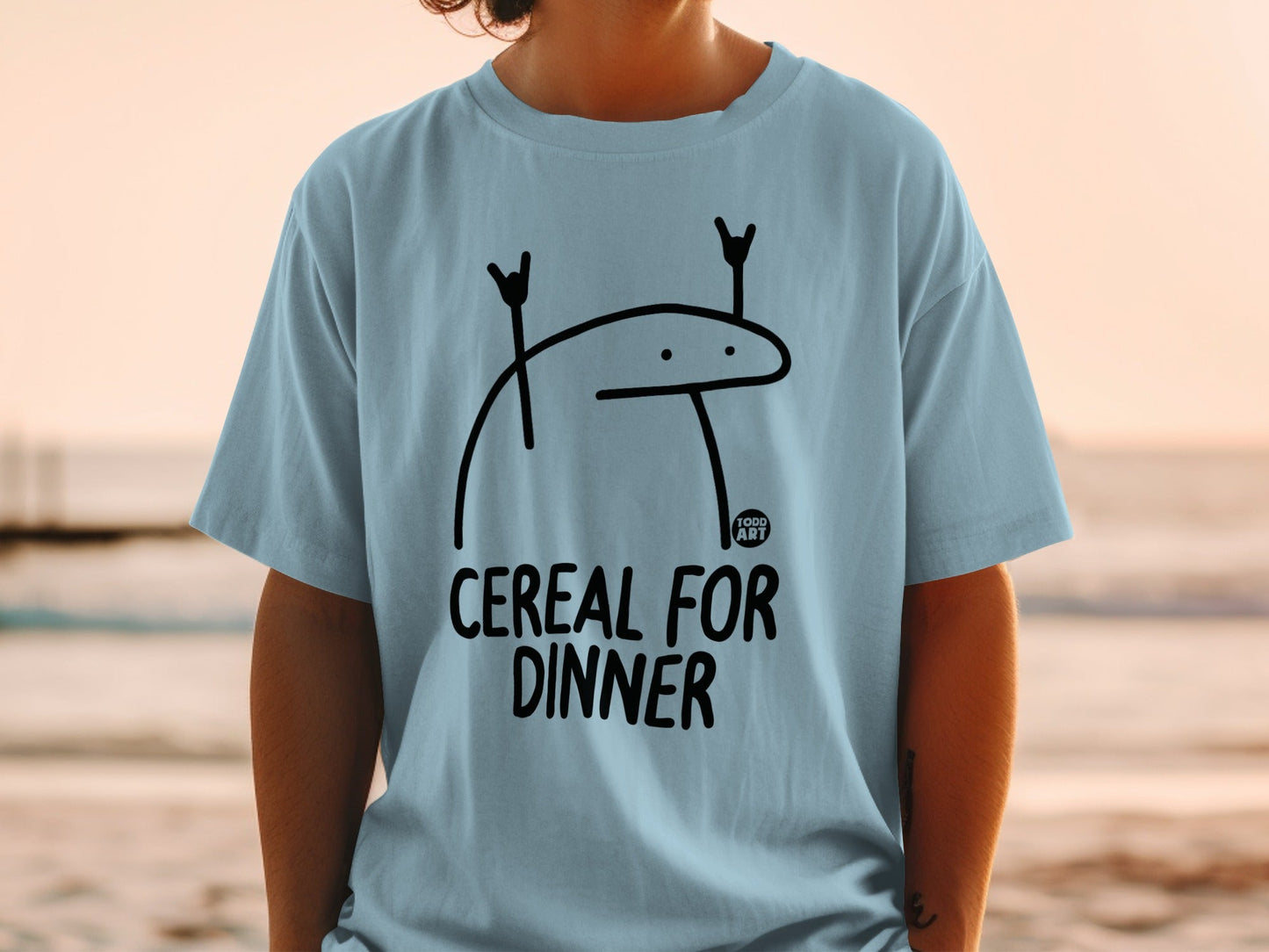 Cereal For Dinner Graphic Tee Funny Casual Shirt