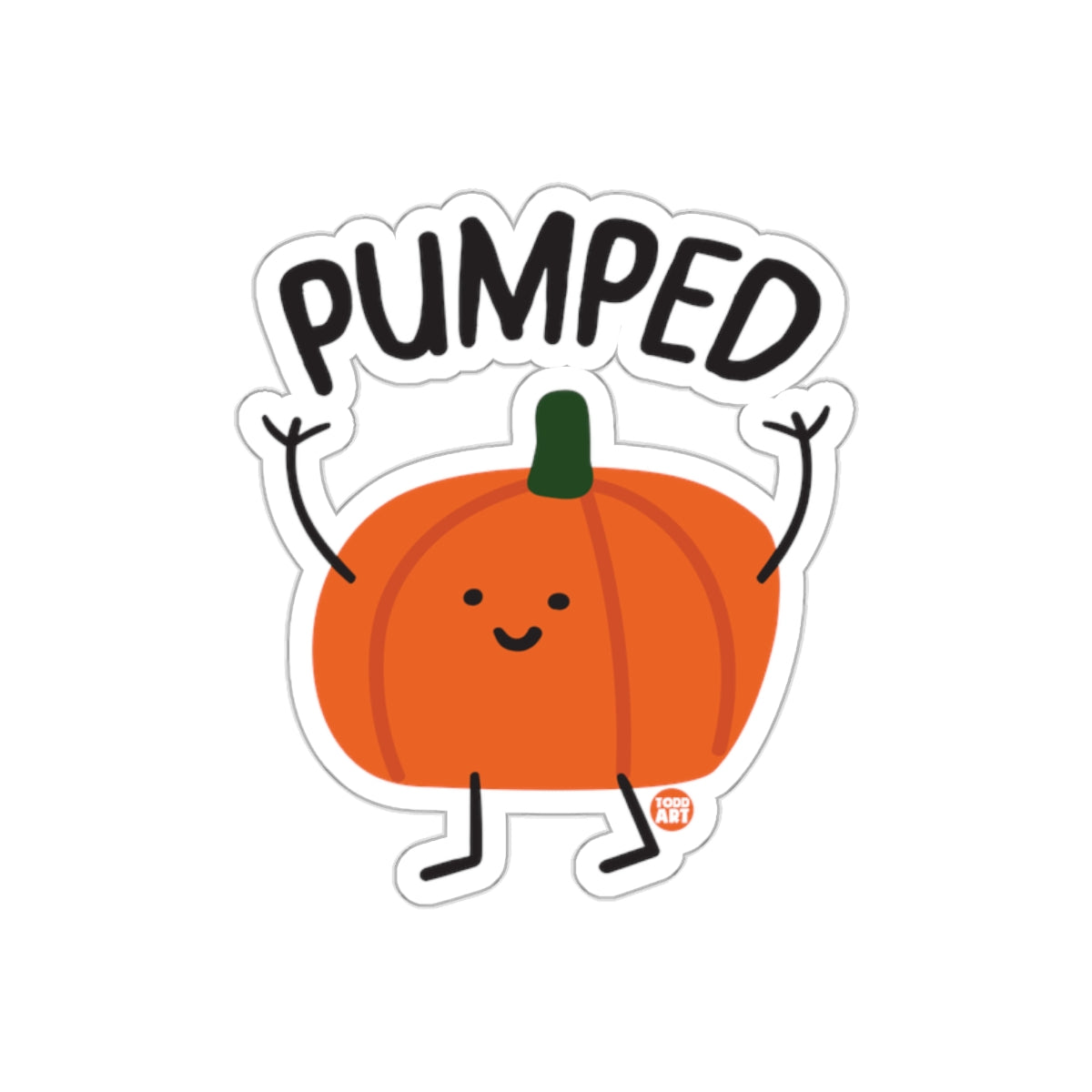 Happy Pumpkin PUMPED Sticker with Arms Raised