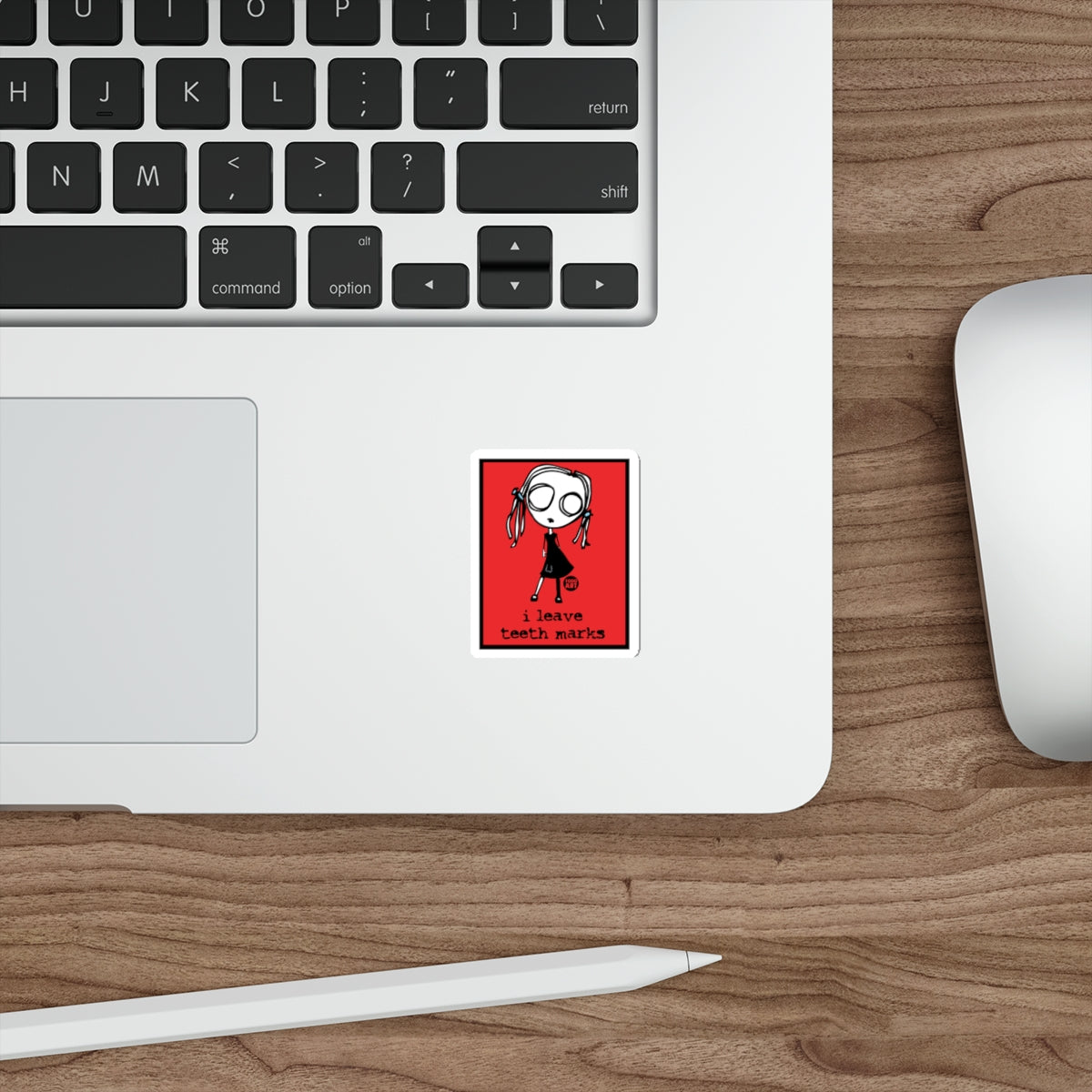 Quirky I Leave Teeth Marks Sticker laptop decal