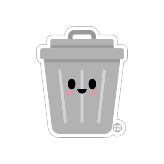 Smiling Trash Can Cartoon Design Sticker