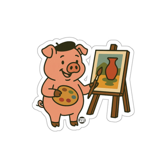 Artsy Pig Painting a Still Life on an Easel Stickers
