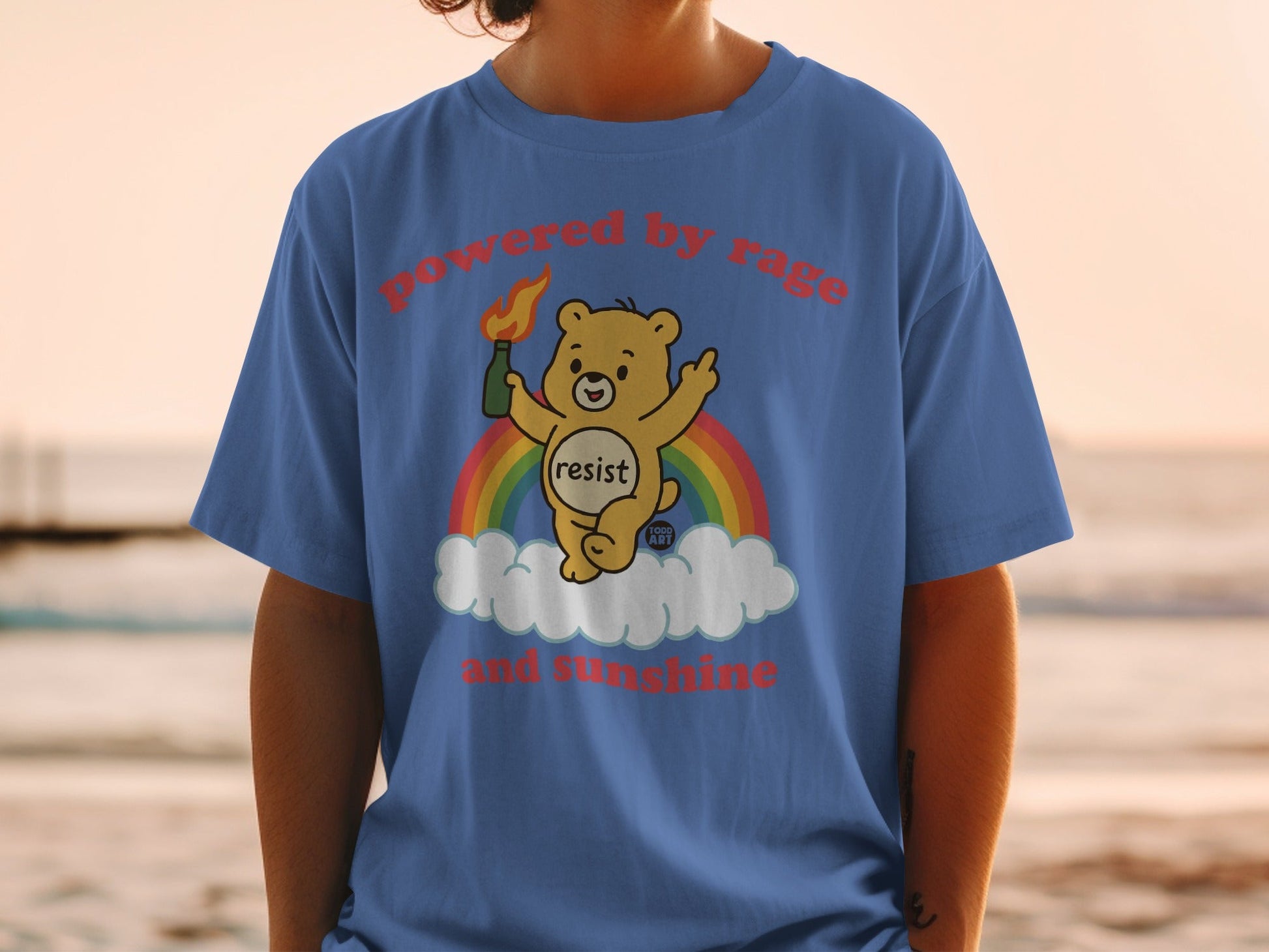 Powered By Rage And Sunshine Resist Bear Shirt