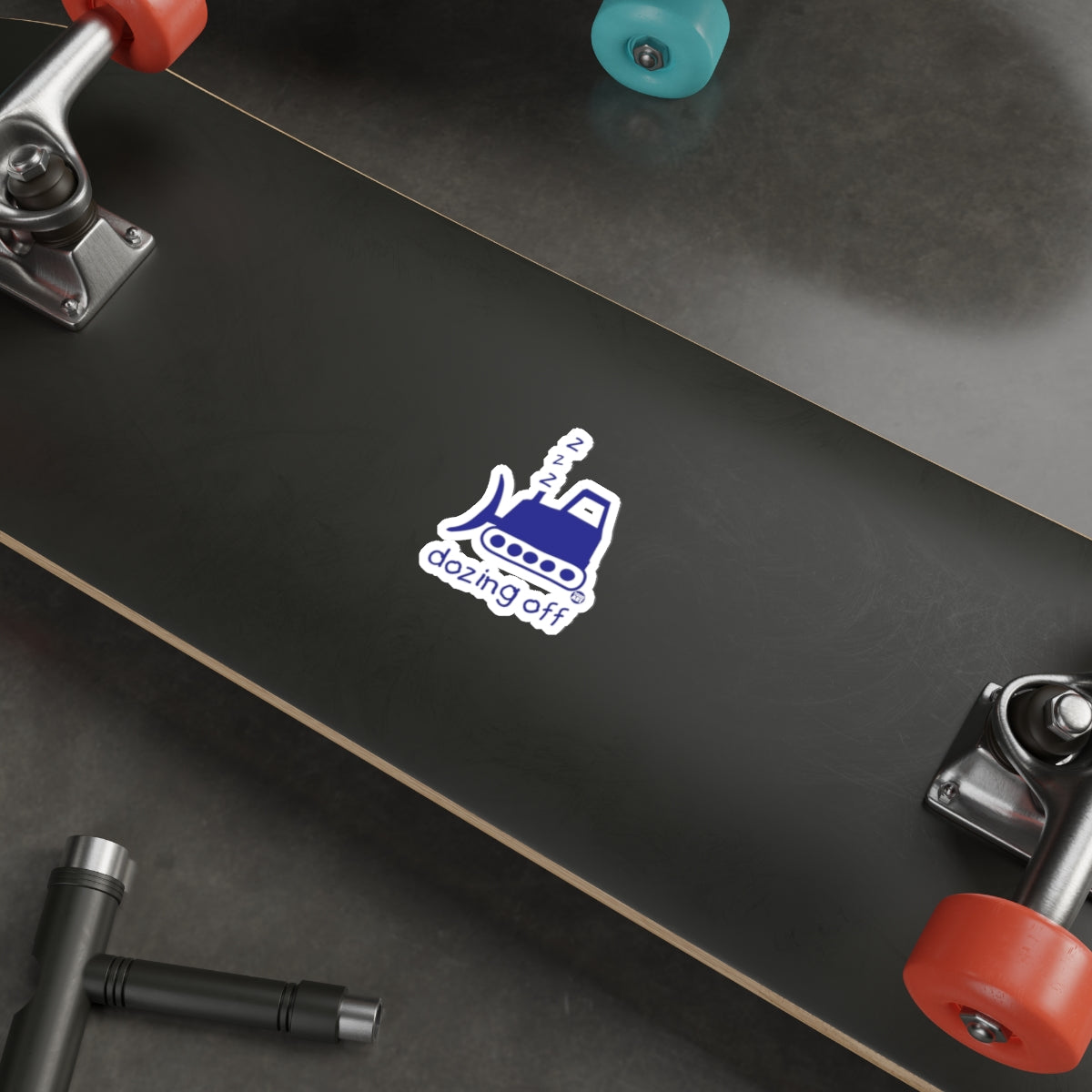 Dozing Off Construction Truck Skateboard Sticker