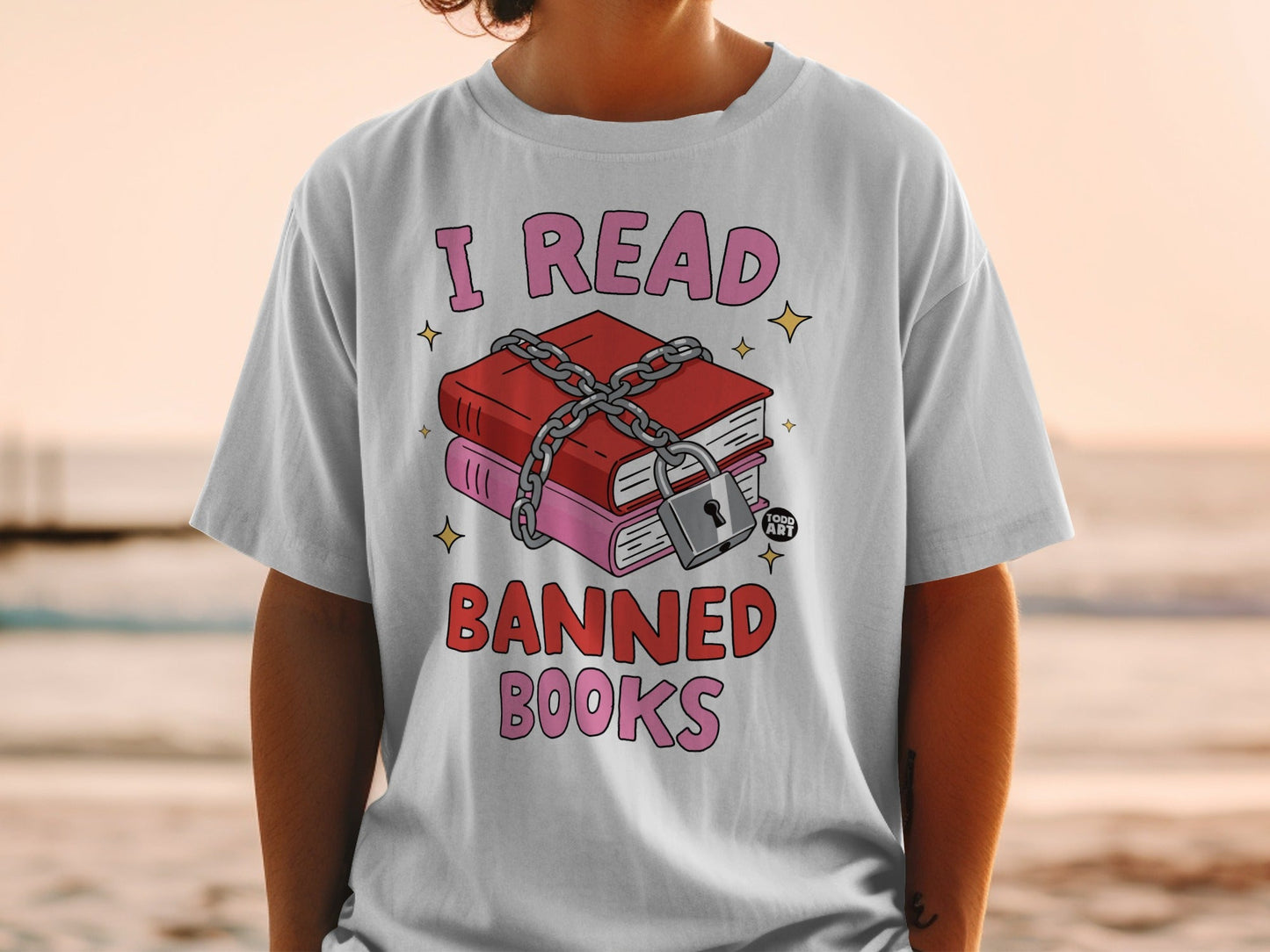 I Read Banned Books T-shirt With Locked Book Design
