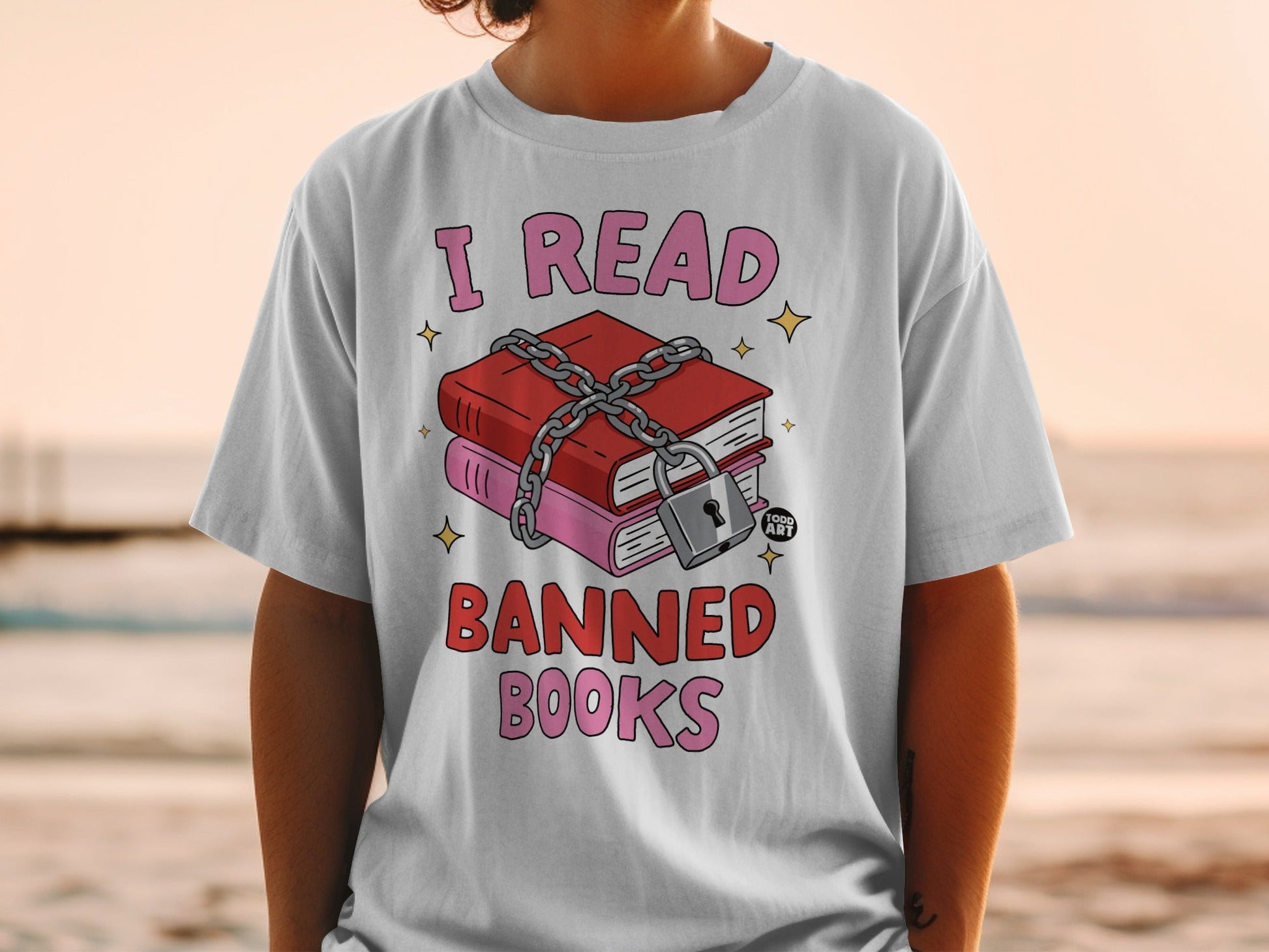 I Read Banned Books T-shirt With Locked Book Design